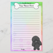Kawaii Black Poodle Stationery Briefpapier (Voorkant)