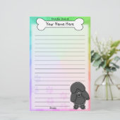 Kawaii Black Poodle Stationery Briefpapier (Staand voorkant)
