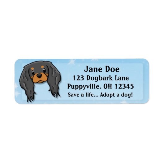 Kawaii Black & Tan Cavalier King Charles Spaniel Etiket (Voorkant)
