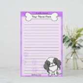 Kawaii Black & White Japanse Chin Stationery Briefpapier (Staand voorkant)