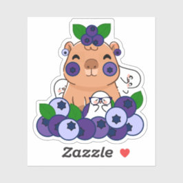 Kawaii Blauwe Bes Capybara en Kleine Geesten Sticker