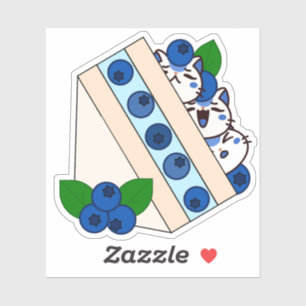 Kawaii Blauwe Bes Kat Fruit Sandwich - Japans San Sticker