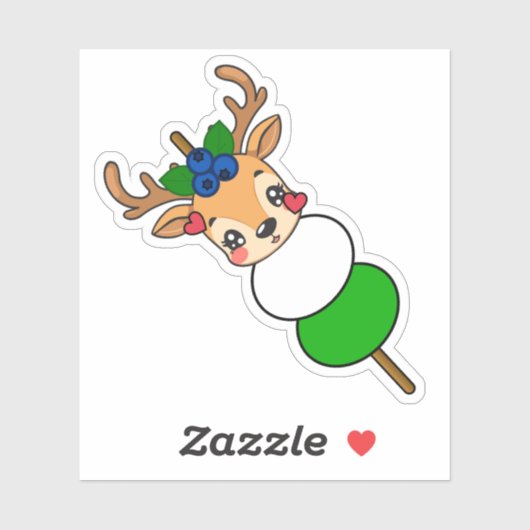 Kawaii Blauwe Bosbes Dango - Japanse Fruitenspie Sticker (Vel)