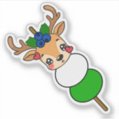 Kawaii Blauwe Bosbes Dango - Japanse Fruitenspie Sticker (Voorkant)