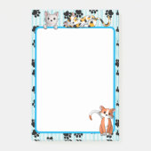 Kawaii Blauwe kleur met poten schattige kittens 4" Post-it® Notes (Voorkant)