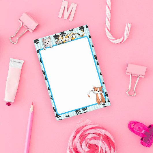 Kawaii Blauwe kleur met poten schattige kittens 4" Post-it® Notes