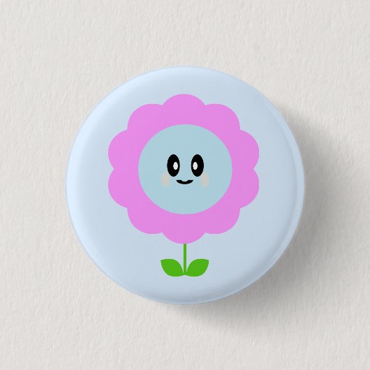 KAWAII BLOEM CUTE PIN KNOP RONDE BUTTON 3,2 CM (Voorkant)
