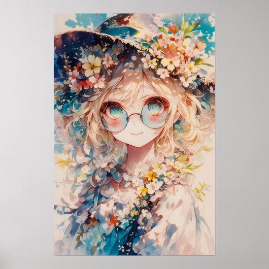 Kawaii Bloemen Meisje Poster (Voorkant)