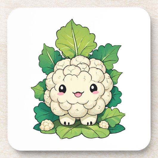 Kawaii Bloemkool Bier Onderzetter (Voorkant)