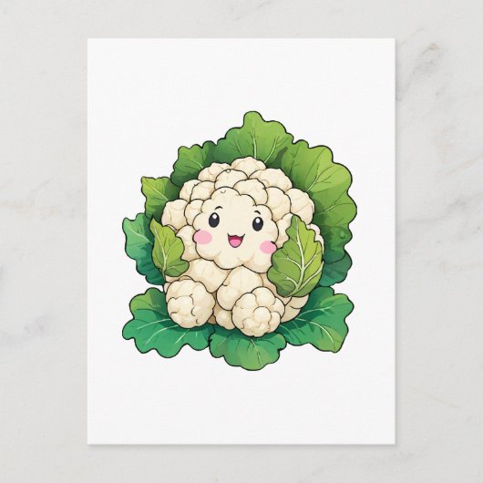 Kawaii Bloemkool Briefkaart (Voorkant)