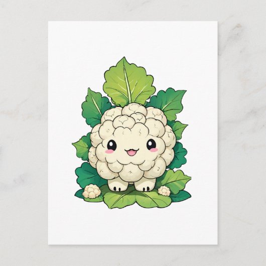Kawaii Bloemkool Briefkaart (Voorkant)