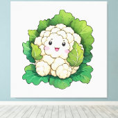 Kawaii Bloemkool Canvas Afdruk (Insitu (Houten vloer))