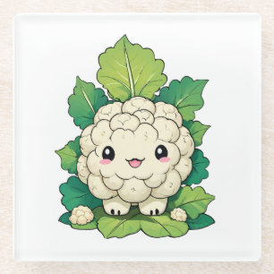 Kawaii Bloemkool Glazen Onderzetter