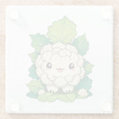 Kawaii Bloemkool Glazen Onderzetter (Achterkant)