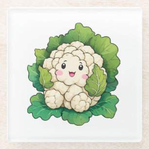Kawaii Bloemkool Glazen Onderzetter
