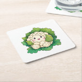 Kawaii Bloemkool Kartonnen Onderzetters (Schuin)