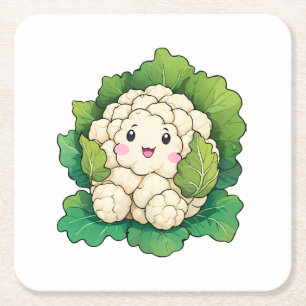 Kawaii Bloemkool Kartonnen Onderzetters