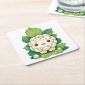 Kawaii Bloemkool Kartonnen Onderzetters (Schuin)