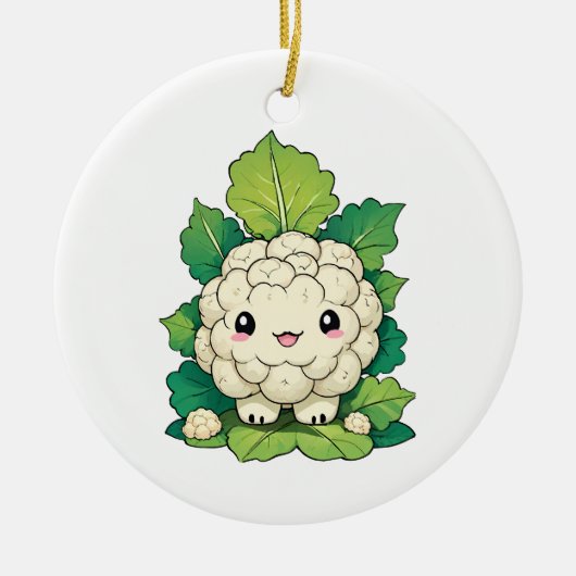 Kawaii Bloemkool Keramisch Ornament (Voorkant)