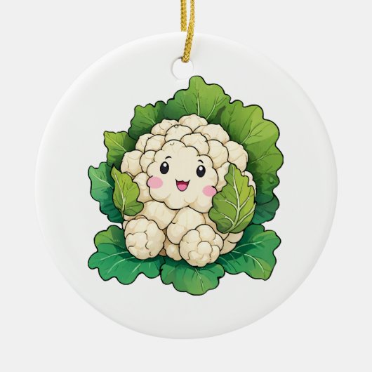 Kawaii Bloemkool Keramisch Ornament (Voorkant)