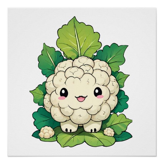 Kawaii Bloemkool Perfect Poster (Voorkant)