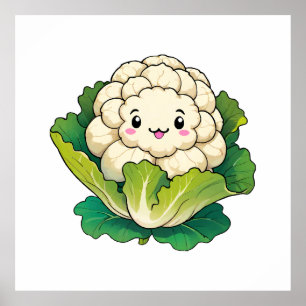 Kawaii Bloemkool Poster