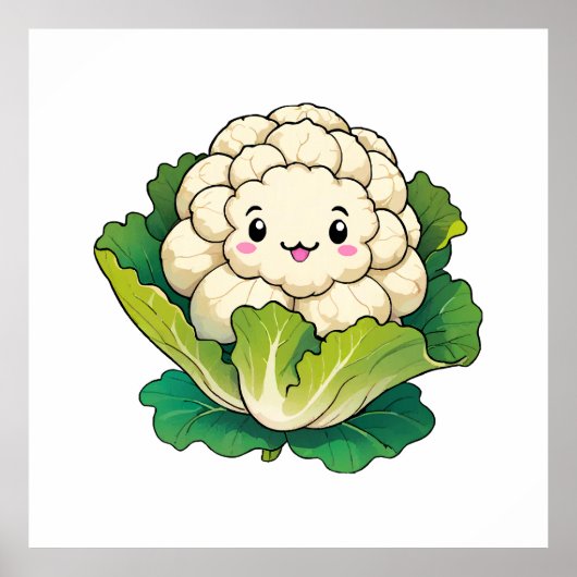 Kawaii Bloemkool Poster (Voorkant)