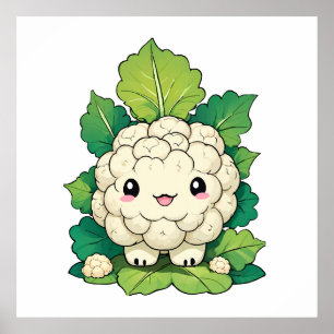 Kawaii Bloemkool Poster