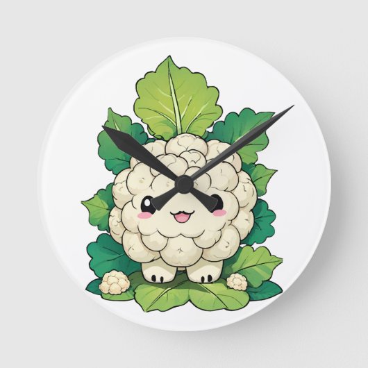 Kawaii Bloemkool Ronde Klok (Voorkant)
