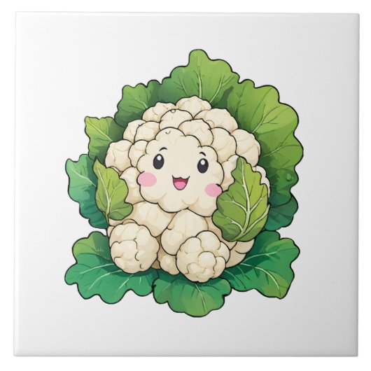 Kawaii Bloemkool Tegeltje (Voorkant)