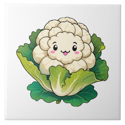 Kawaii Bloemkool Tegeltje (Voorkant)