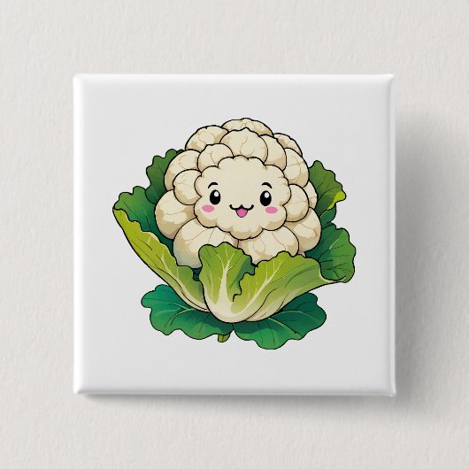 Kawaii Bloemkool Vierkante Button 5,1 Cm (Voorkant)