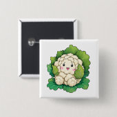 Kawaii Bloemkool Vierkante Button 5,1 Cm (Voorkant /achterkant)