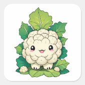 Kawaii Bloemkool Vierkante Sticker (Voorkant)