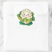 Kawaii Bloemkool Vierkante Sticker (Tas)
