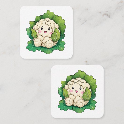 Kawaii Bloemkool Vierkante Visitekaartje (Voorkant / Achterkant)