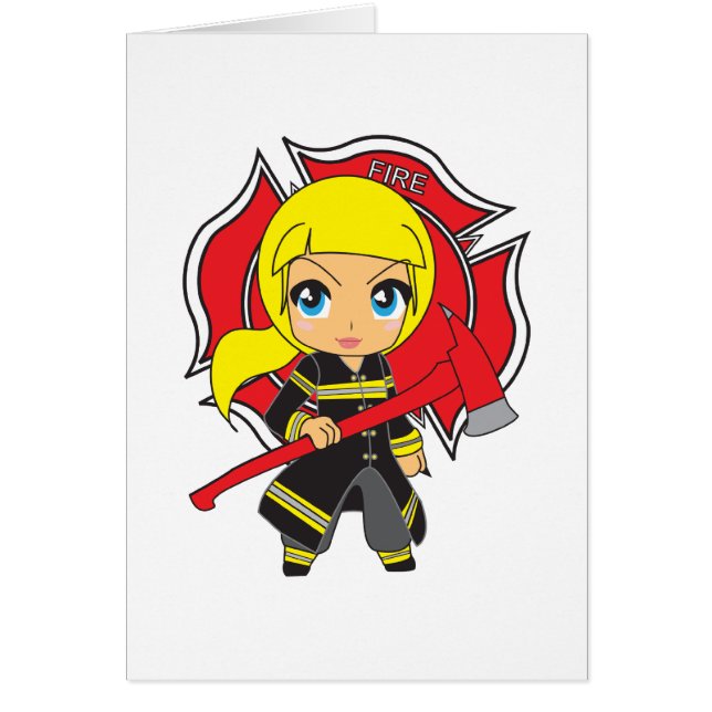 Kawaii Blonde Firefighter Girl (Voorkant)