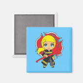 Kawaii Blonde Firefighter Girl Magneet (Voorkant / Achterkant)