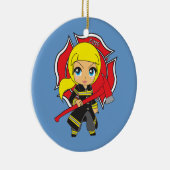 Kawaii Blonde Firefighter Girl Ornament (Rechts)
