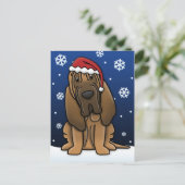 Kawaii Bloodhound Christmas Briefkaart (Staand voorkant)