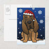 Kawaii Bloodhound Christmas Briefkaart (Voorkant / Achterkant)