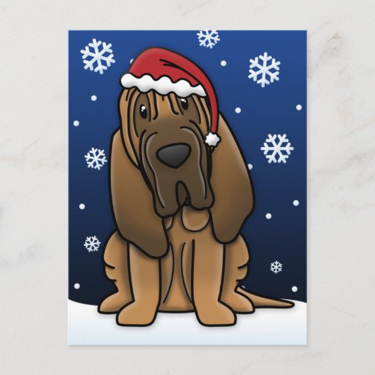 Kawaii Bloodhound Christmas Briefkaart (Voorkant)