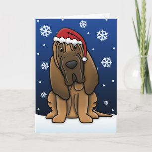 Kawaii Bloodhound Christmas Kaart