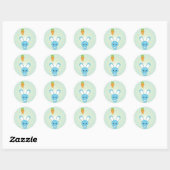 Kawaii Blue Bunny en wortelballon stickers (Vel)