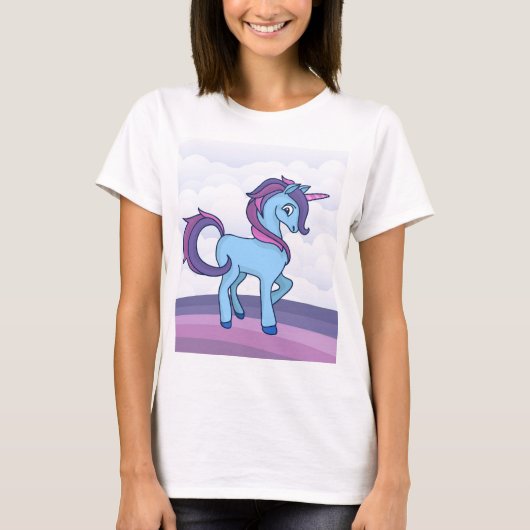 Kawaii Blue Eenhoorn T-shirt (Voorkant)