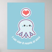 Kawaii Blue Octopus Poster (Voorkant)