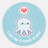 Kawaii Blue Octopus Ronde Sticker (Voorkant)
