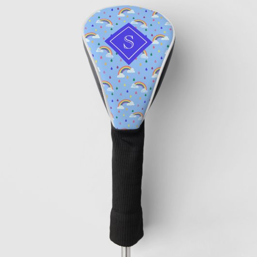 Kawaii Blue Rainbow Clouds, gepersonaliseerd Golfheadcover (Voorkant)