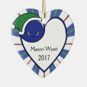 Kawaii Blueberry Basket (Boy) Kerst 2017 Keramisch Ornament (Rechts)