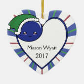 Kawaii Blueberry Basket (Boy) Kerst 2017 Keramisch Ornament (Voorkant)